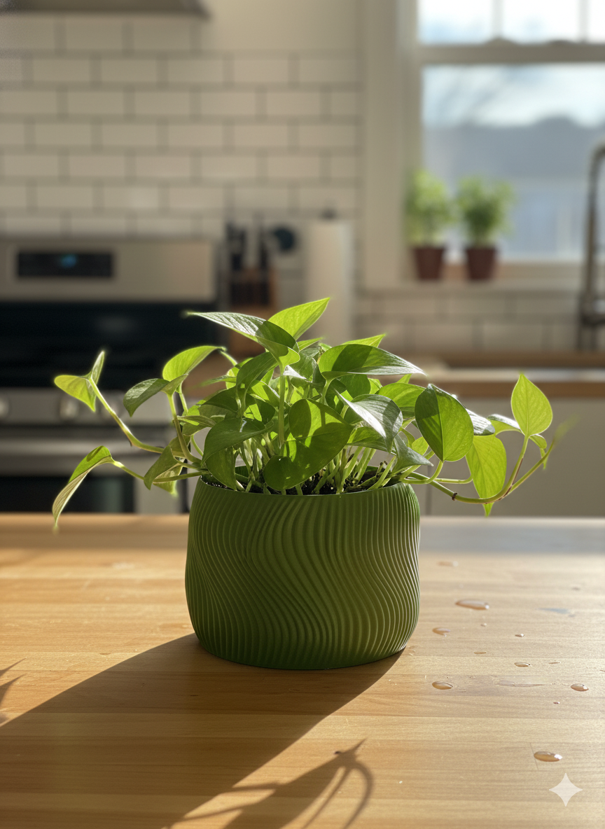 Sculptural Dolce indoor planter styled as a minimalist plant accent.