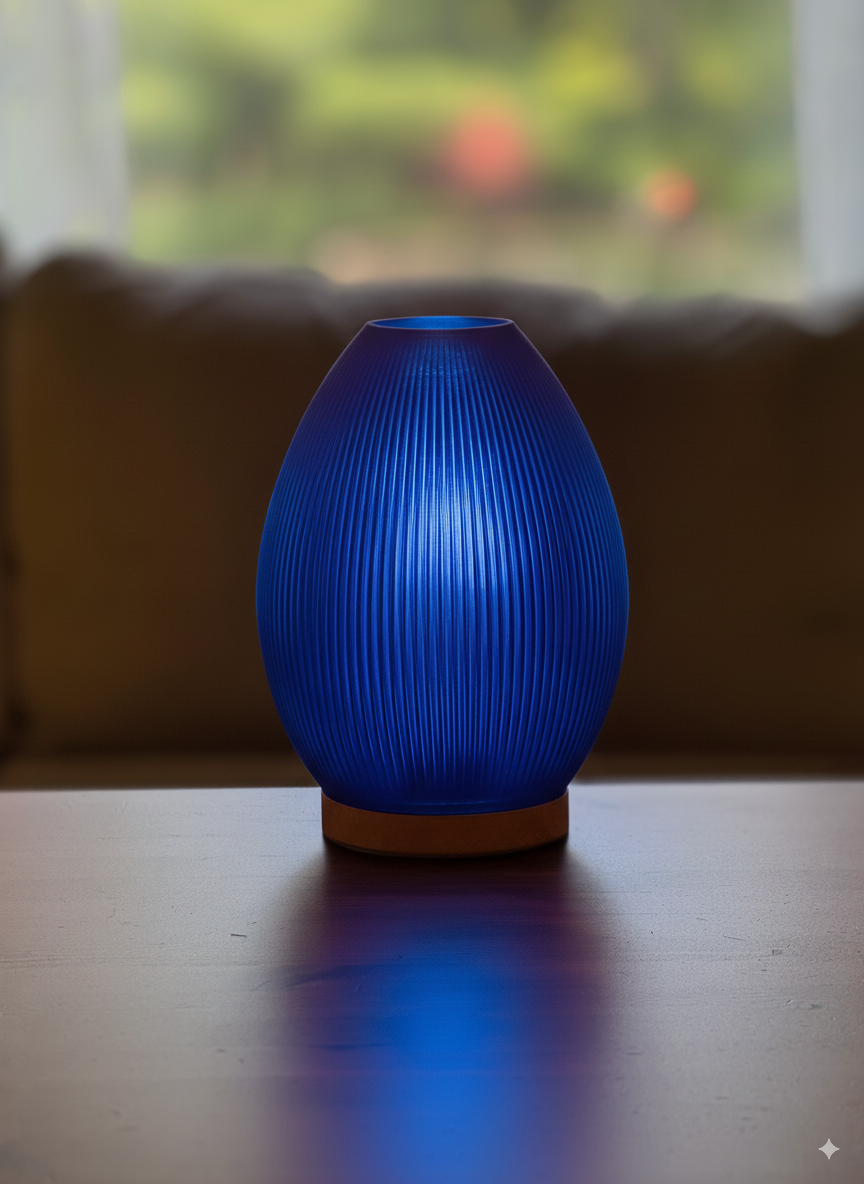 Flame-shaped lampshade adding warmth and sculptural style to interior