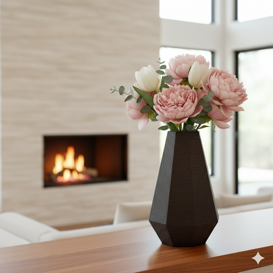 Close-up view highlighting the refined details of the Helena flower vase.