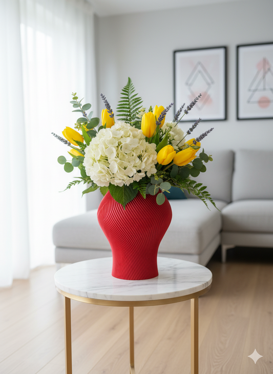 Close-up view highlighting the spiral texture of the Spiral Bloom vase.