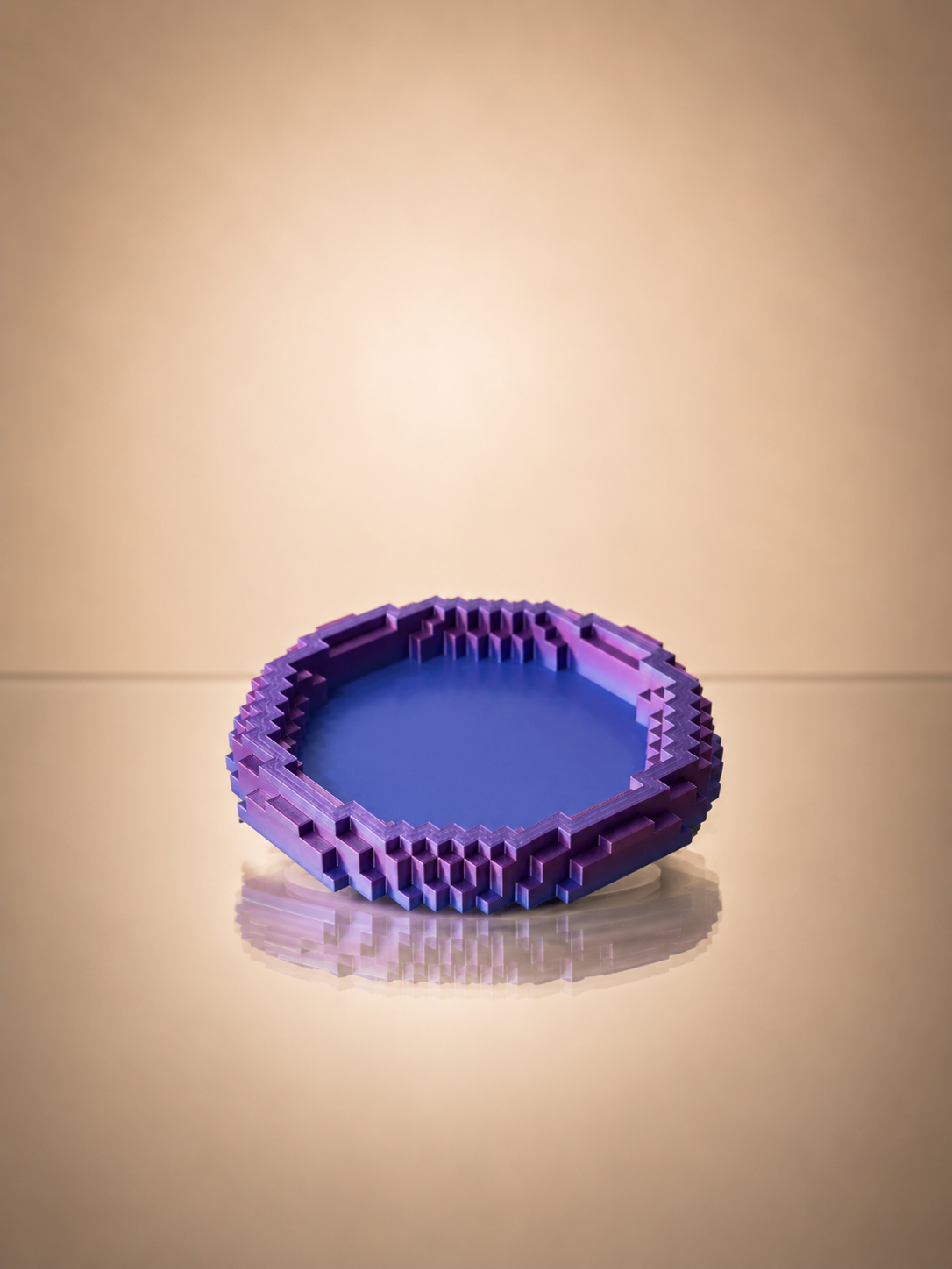 Front view of Blocks Tray showcasing stepped geometric edges and modern styling.