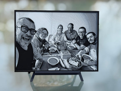 Custom image-to-3D art transforming a photo into layered dimensional wall art.