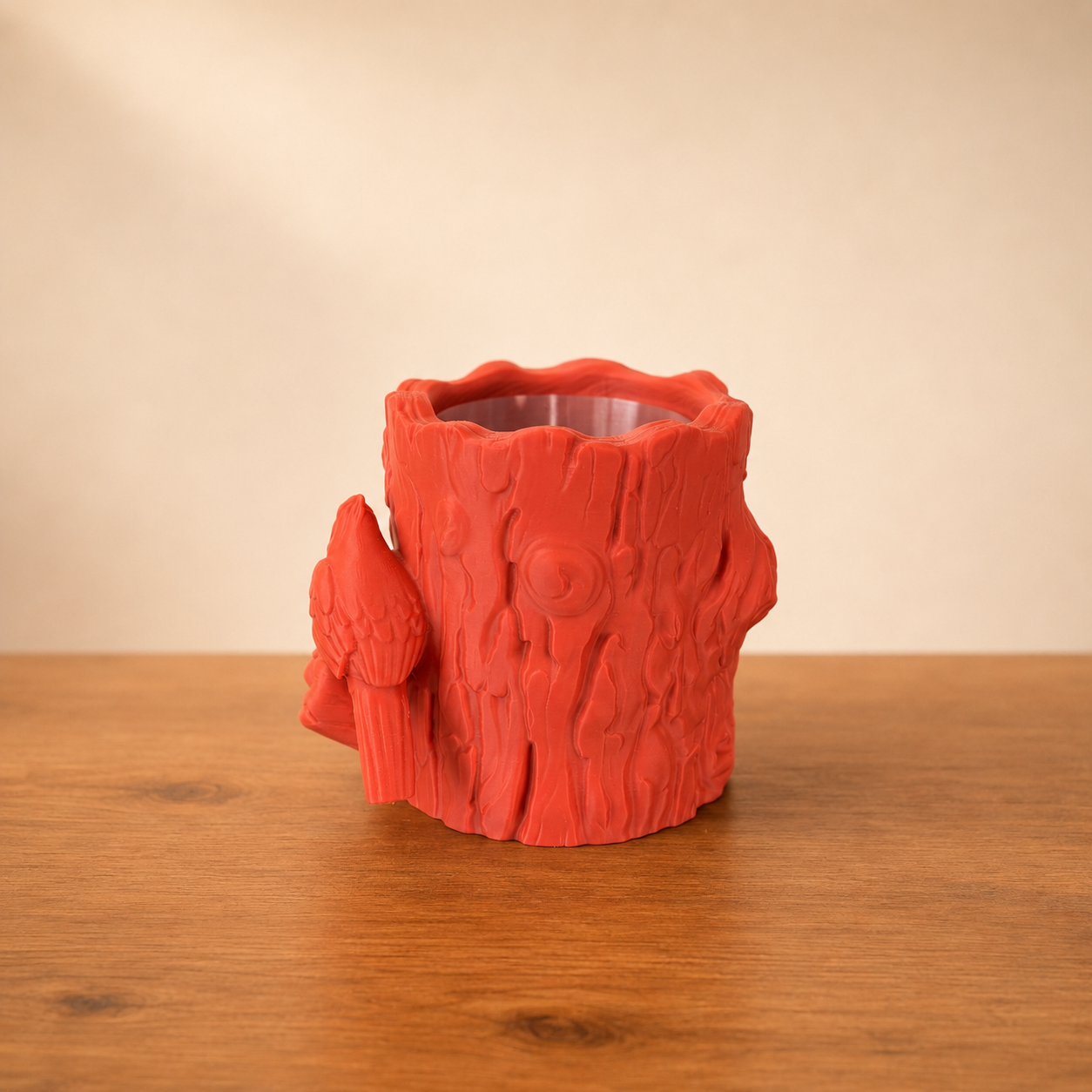 Woodland planter with perched bird details and tree trunk design, ideal for succulents, herbs, and small houseplants.