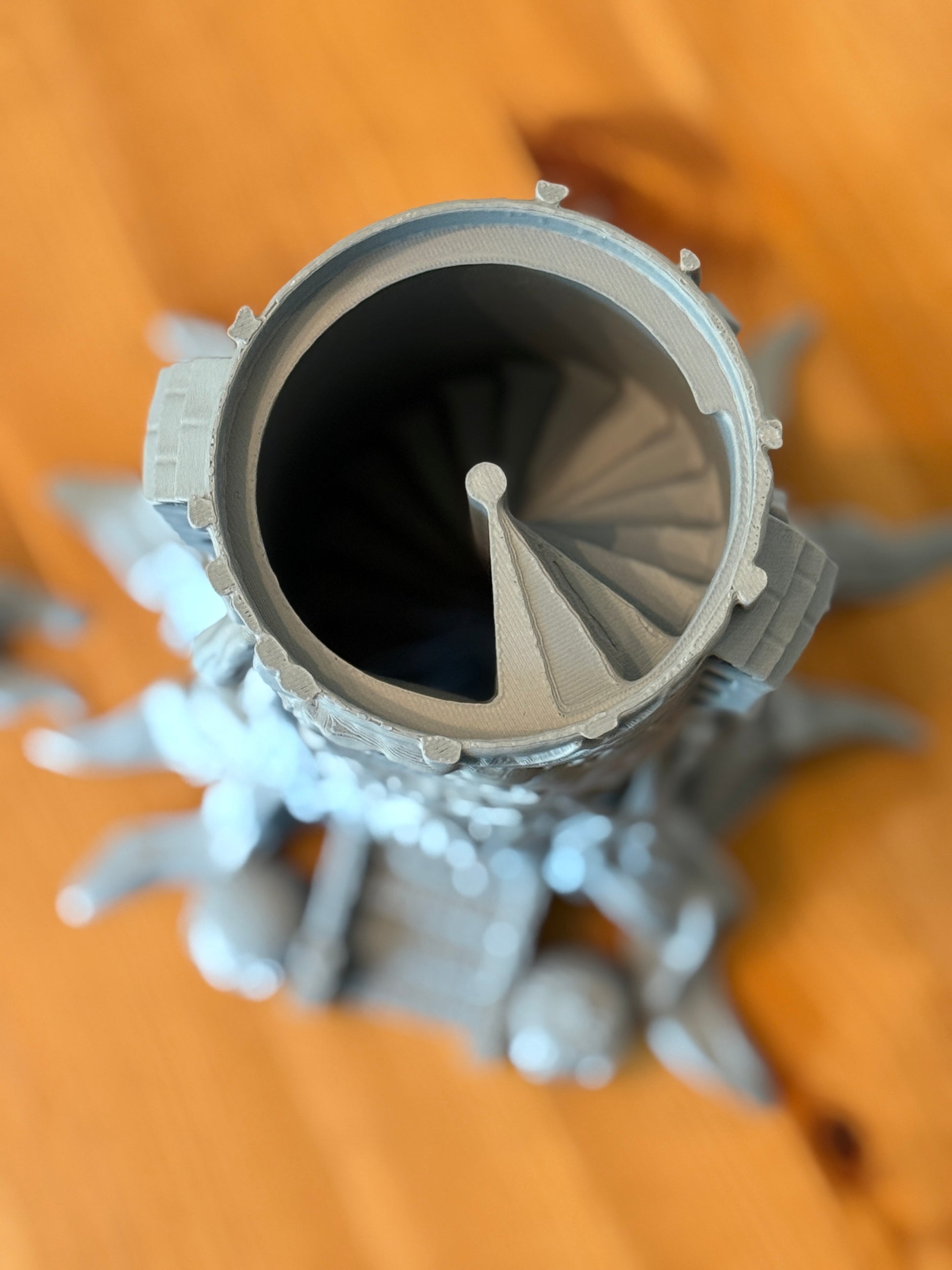 Close-up of Halloween Dice Tower showing detailed seasonal textures