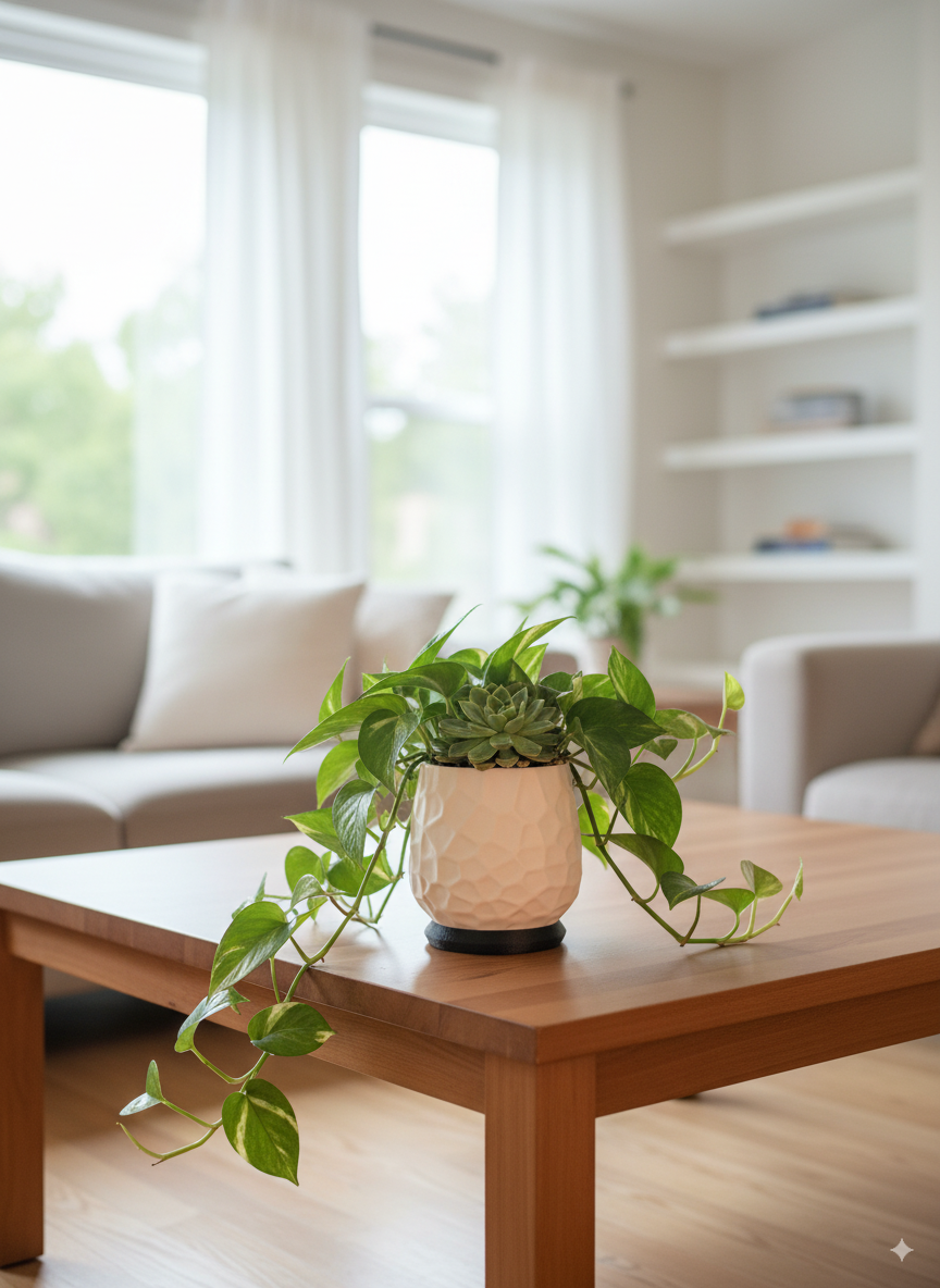 Modern Nido planter with textured finish and coordinated saucer