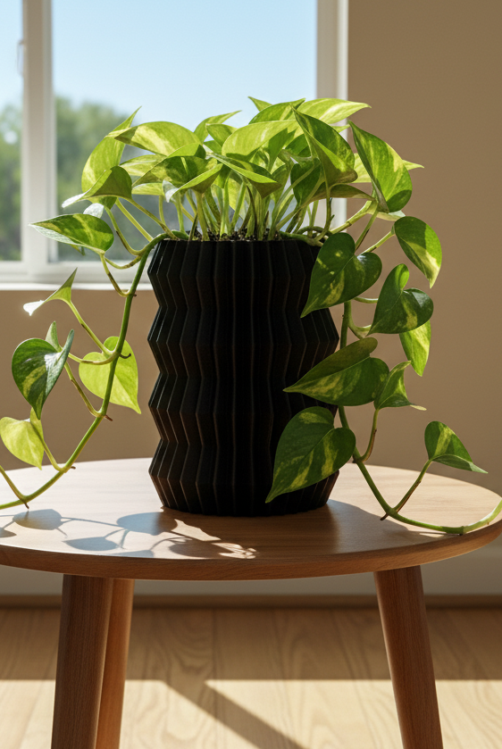 Aletas planter with a modern sculptural design displayed as a decorative plant pot.