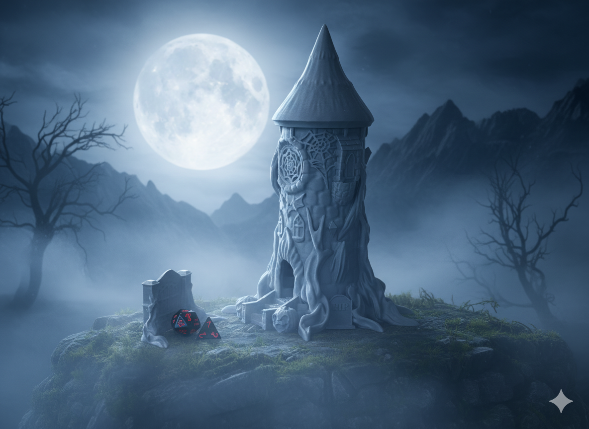 Decorative Halloween Dice Tower designed for smooth dice rolls