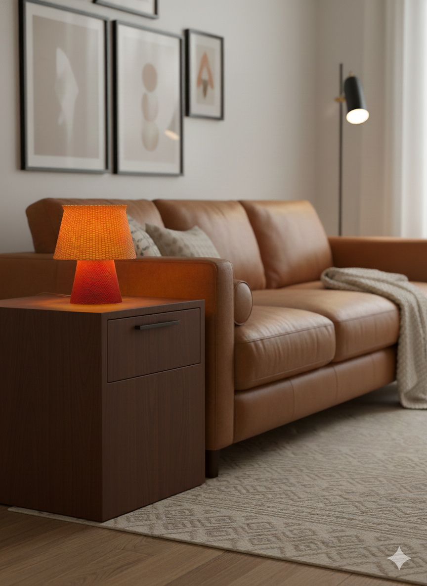 Sculptural Bruno Table Lamp with ripplemesh surface and modern design aesthetic.