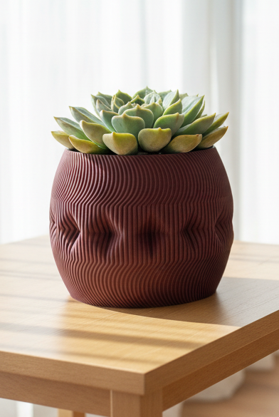 Firkle planter with a modern sculptural design displayed as a decorative plant pot.