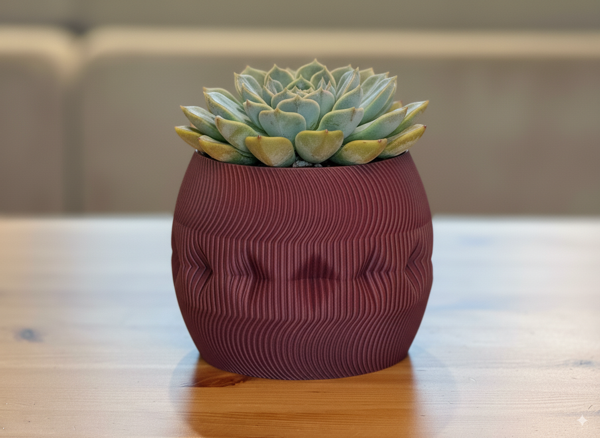 Close-up view highlighting the sculptural details of the Firkle planter.