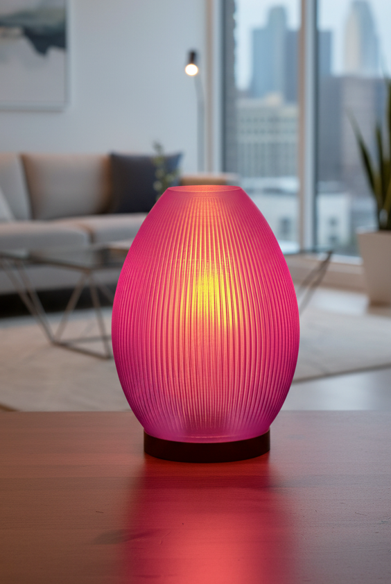 Flame lampshade with flowing sculptural design and warm ambient glow