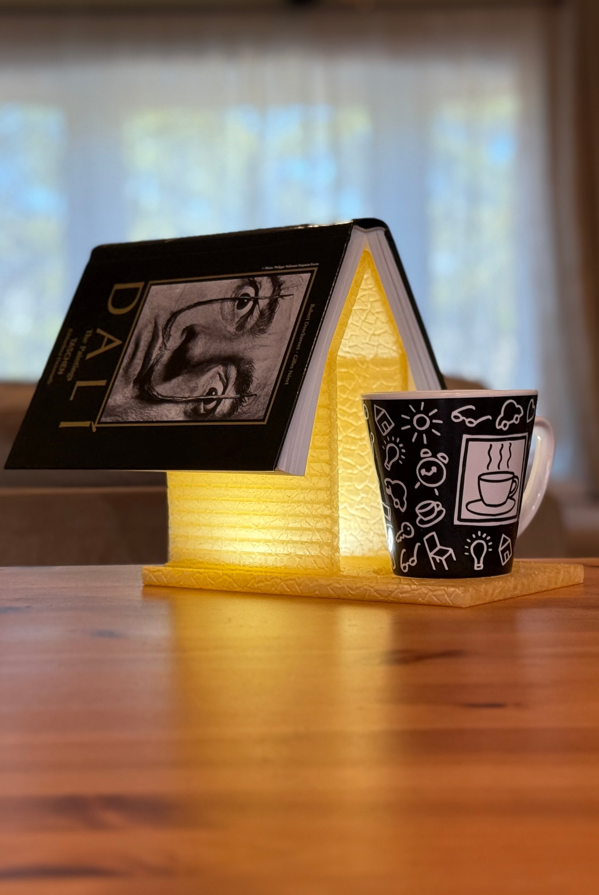 Sculptural House of Books Lamp inspired by a cozy reading nook