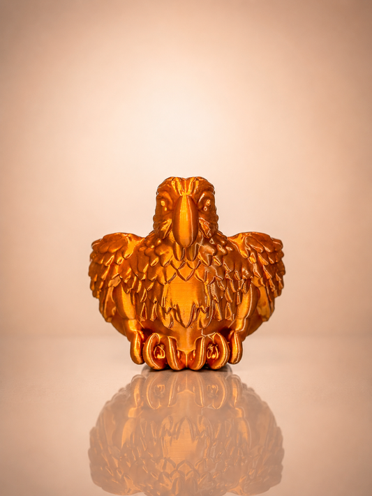 Parrot Bowl featuring a detailed tropical bird design with layered feather textures and a metallic finish, shown from the front.