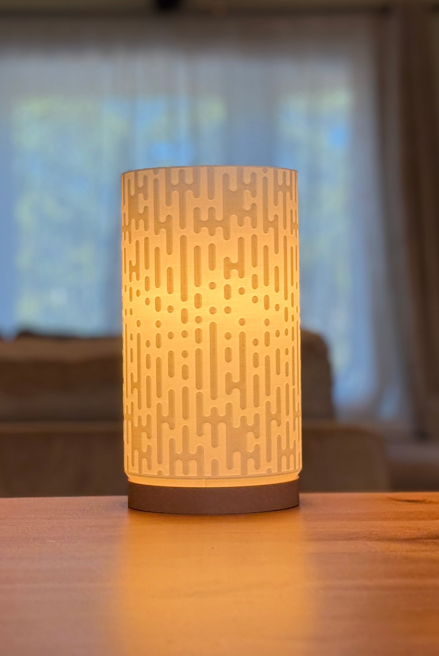 Close-up of Pixel Glow lamp highlighting its pixelated texture