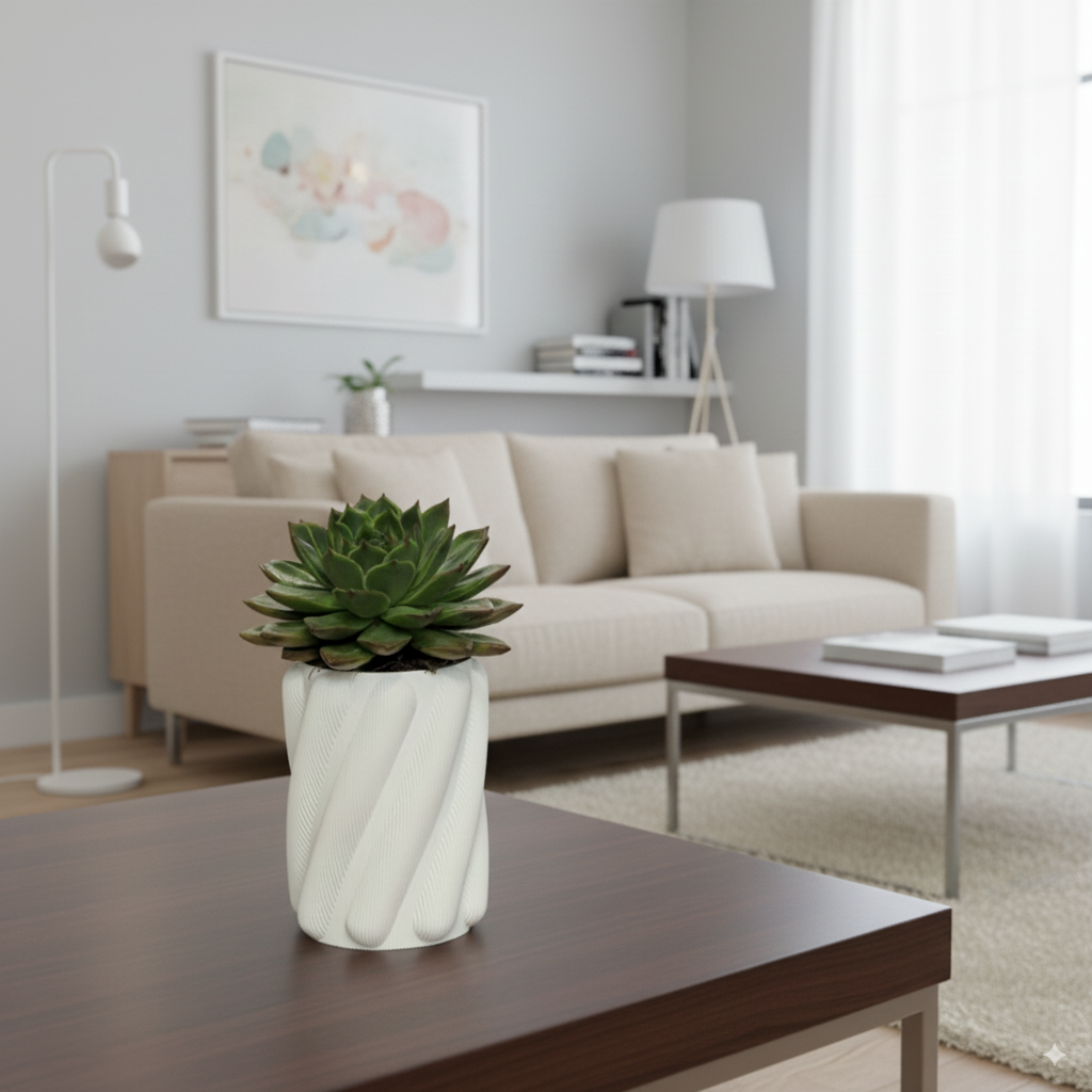 Textured Spaghetti planter featuring artistic flowing design