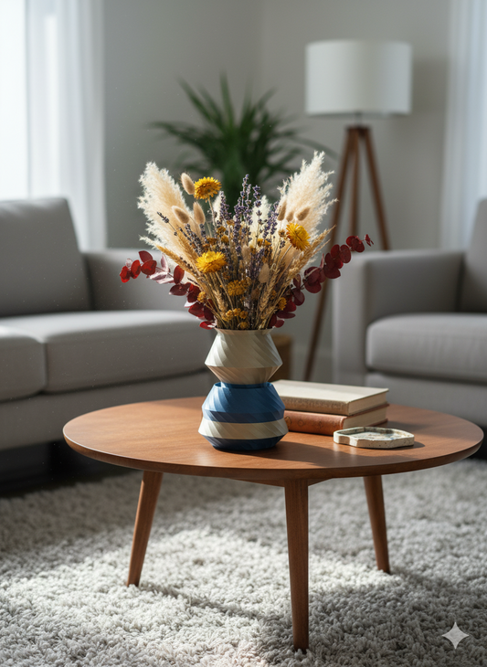 Modern Stacker vase displayed with or without flowers as décor.