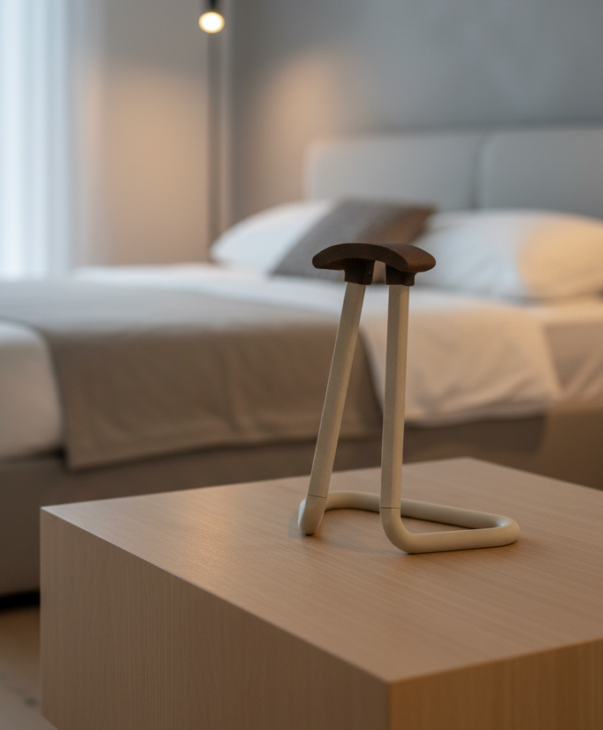 Tempo Headphone Stand styled as a functional desktop accessory.