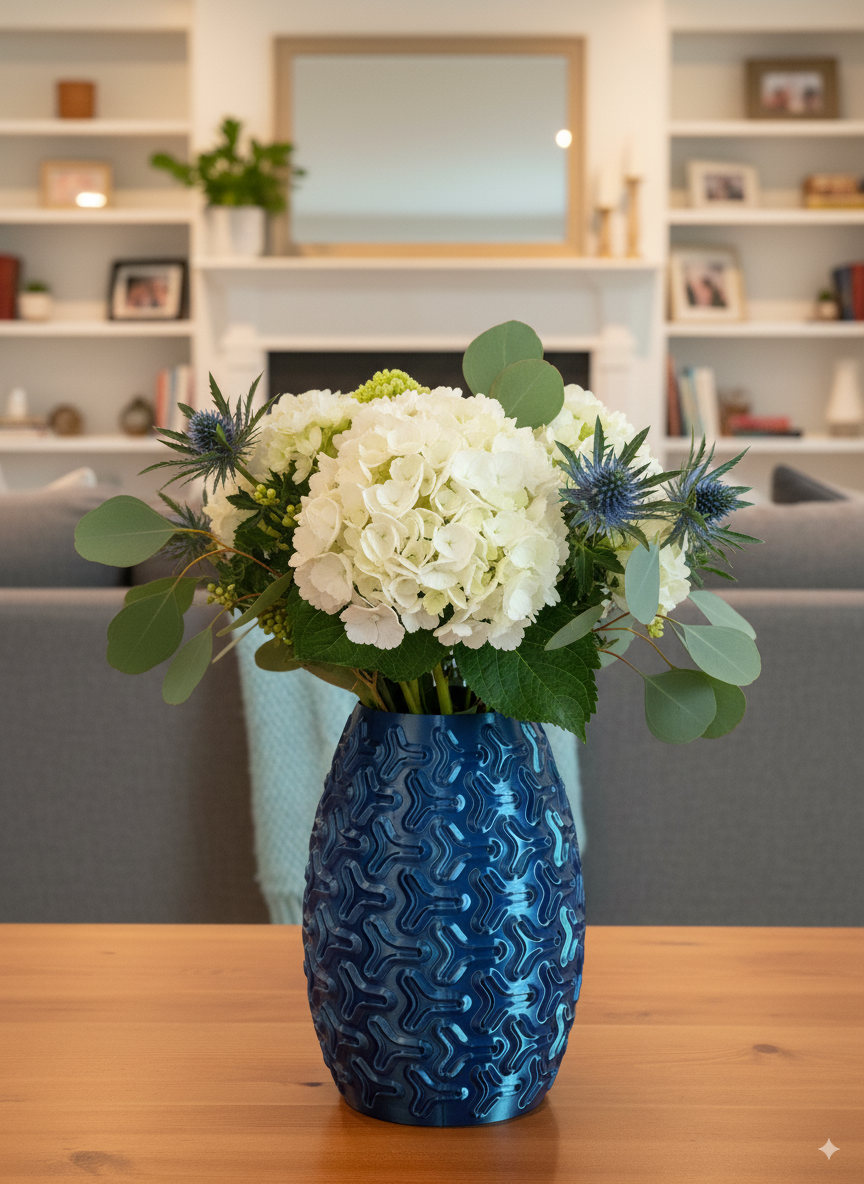 Tryfoil vase showcasing a bold sculptural shape suitable for modern home décor.