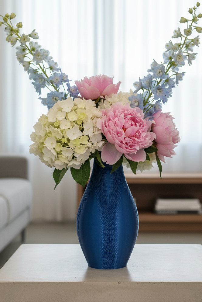 Vanina flower vase with sculptural modern design and textured surface